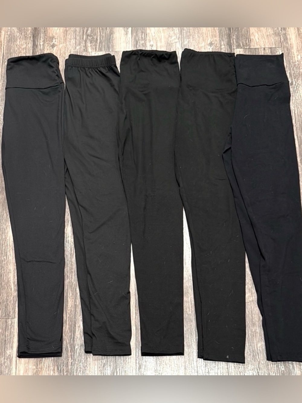 5 Pack Black Leggings Bundle Women’s Stretch Everyday Basics